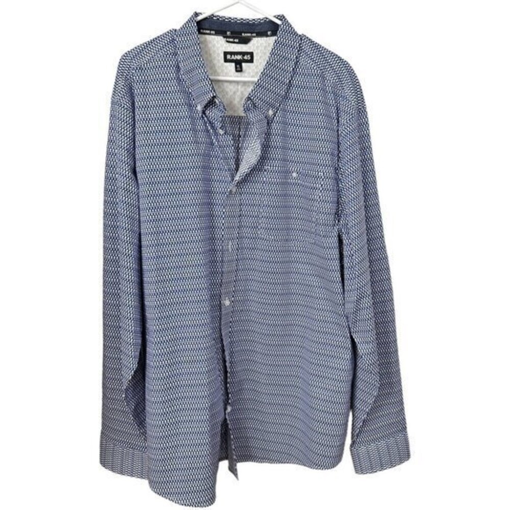 PBR Rank 45 Boot Barn Mens Blue Print Button Down NWOT Western Shirt - Size XXL